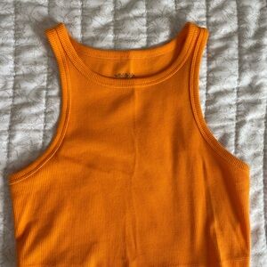 Orange Ribbed Tank Top